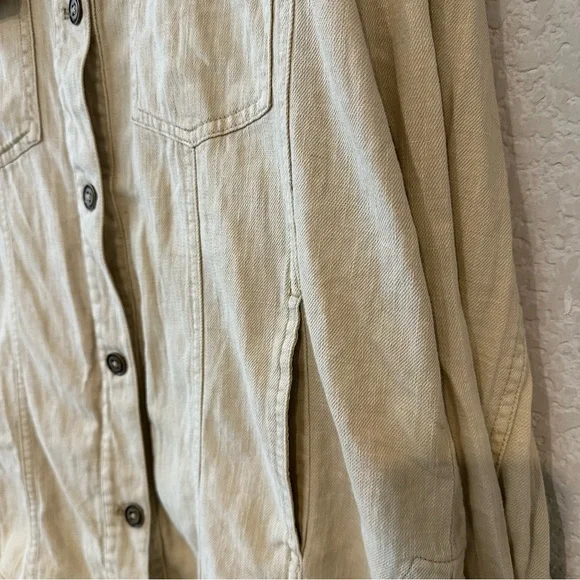 Anthropologie Pilcro Linen Shacket Beige Large - Picture 10 of 10
